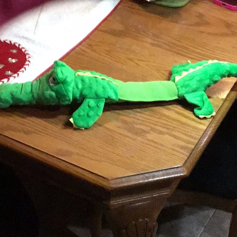 Green Plush Alligator Dog Toy